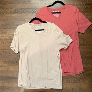 Men's Rails V-Neck Tee Duo - Coral & Beige